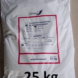 Beton ogniotrwały BOS 145/3 (1450 stopni C) worek 25 kg Beton ogniotrwały BOS 145/3 (1450 stopni C) worek 25 kg
