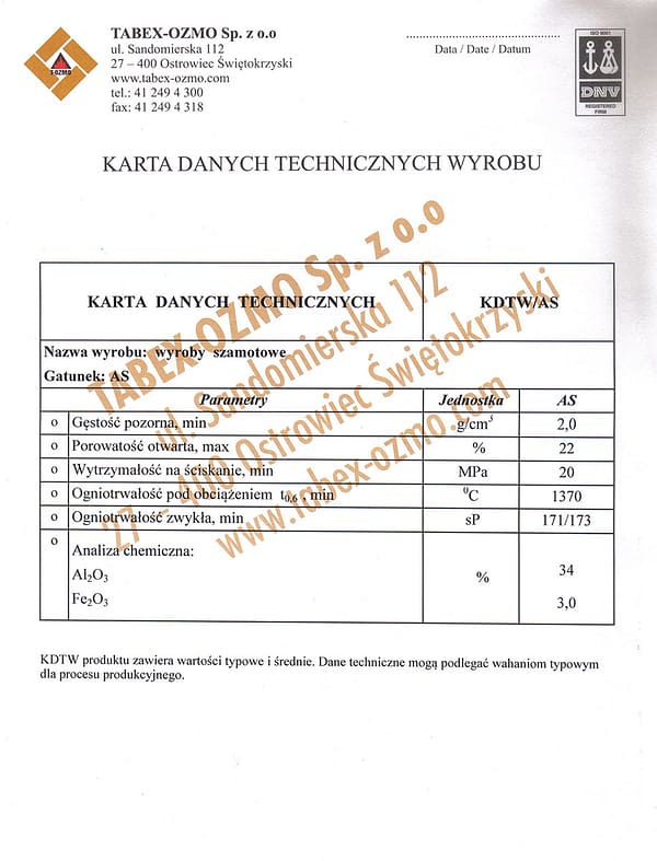 938m-klin-szamotowy Klin szamotowy 1L10 gat. As