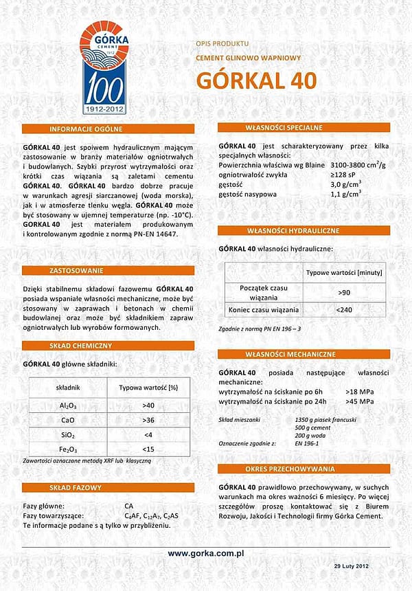 391n2 Cement Górkal 40 worek 25 kg