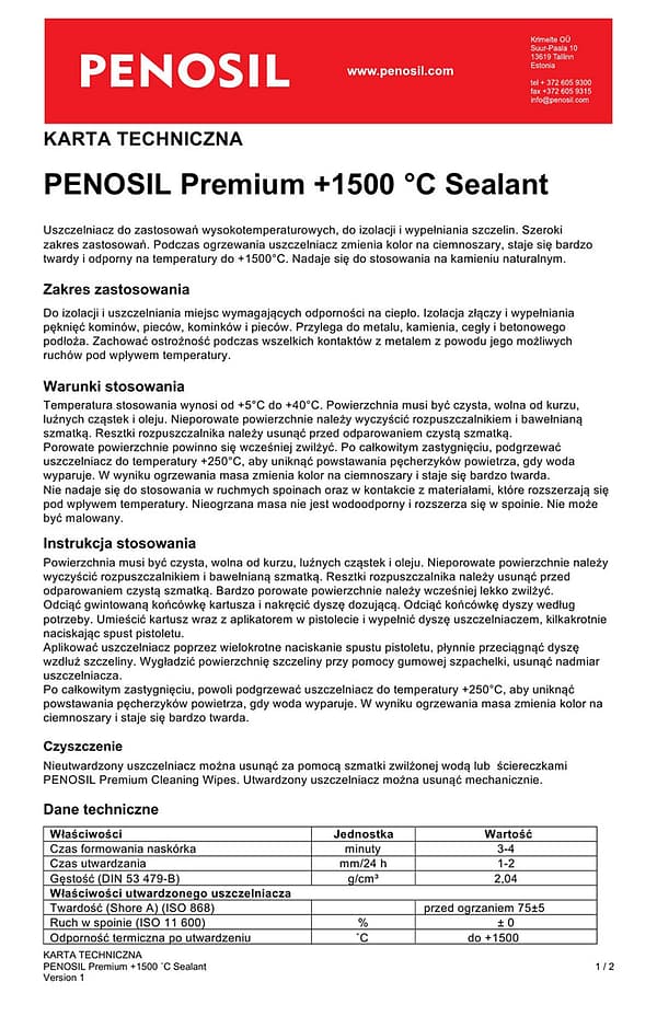 698m-uszczelniacz Uszczelniacz kominkowy Sealant +1500